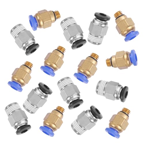 Gogogmee 16 Stück Drucker Pneumatik Schnellkupplung aus Robustem Messing Gerader Stecker mit Außengewinde Installieren Hitzebeständig Langlebig Geeignet als Ersatz für Drucker Zubehör von Gogogmee