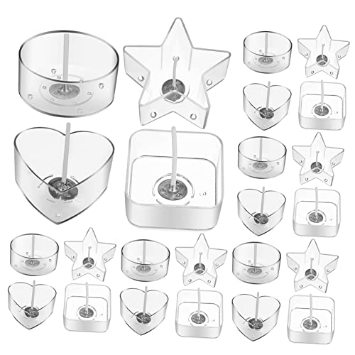 Gogogmee 1Satz Teelichthalter mit Teelichtbechern und Dochten DIY Kerzenformen Herz Stern für Handgemachte Duftkerzen und Projekte von Gogogmee