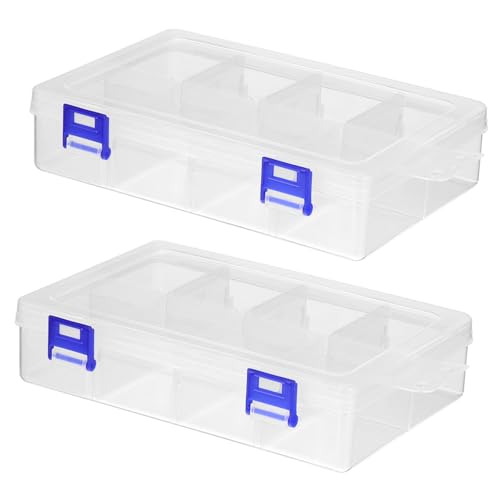 Gogogmee 2 Stück Aufbewahrungsbox aus Kunststoff Gang Organisatoren Perlenspeicherbehälter von Veranstalter Schmuck-Organizer stapelbar große Aufbewahrungsboxen mit Deckel pp Transparent von Gogogmee