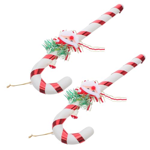 Gogogmee 2 Stück Candy Cane Weihnachtsanhänger mit Santa Claus Robustes Kunststoff Zuckerstangen Ornament Festliche Weihnachtsbaum und Partydekoration für Fenster Türen und Feiertage von Gogogmee
