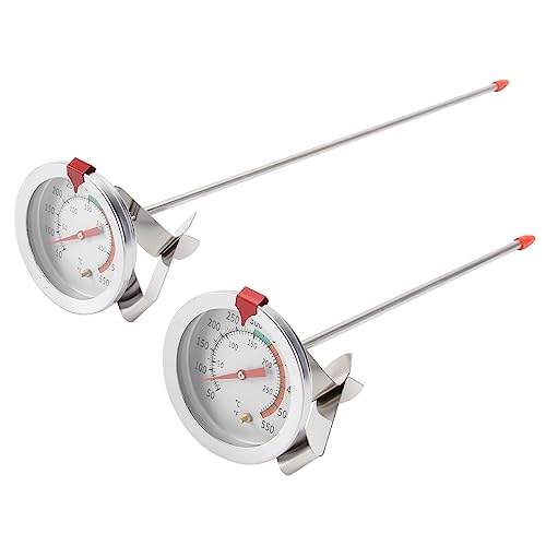 Gogogmee 2 Stück Frittierthermometer mit Clip Teilig Hitzebeständiger Küchen Temperaturmesser mit Langer Sonde bis Bbq Thermometer für Fleisch Öl und Grill Großes Sicher und Präzise von Gogogmee