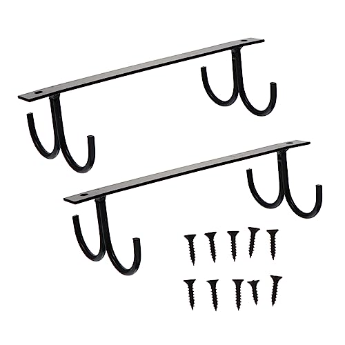 Gogogmee 2 Stück Teiliges Schwarzes Metall Haken für Tassen und Küchenutensilien Stabile Wandmontage mit Schrauben Platzsparend Vielseitig Einsetzbar für Haushalt und Geschäft von Gogogmee