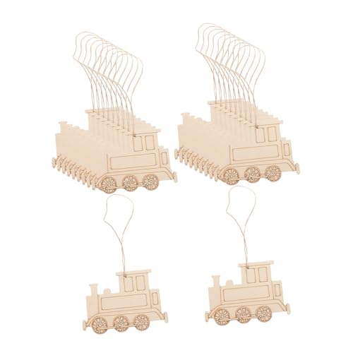 Gogogmee 20 Stück Teiliges Holzanhänger Zugform Robuste Holz deko zum Basteln Kreative DIY holzornamente für Fenster Wand und Party Natürliche Holzdeko für Weihnachten Geburtstag Festival von Gogogmee