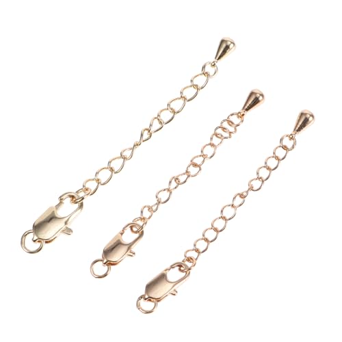 Gogogmee 3 STÜCKE Teiliges Karabinerverschluss Verlängerungsketten in Gold Rechteckige Schmuckkettenverlängerung für DIY Schmuckherstellung Kompatibel mit Halsketten und Armbändern von Gogogmee