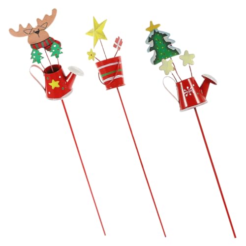 Gogogmee 3 Stück Weihnachtlicher Gartenstecker Teilig Metall Kessel Design Blumenstecker Weihnachtsdeko für Blumenkübel Wetterfest Robust für Garten Grünfläche und Terrasse Festliche von Gogogmee
