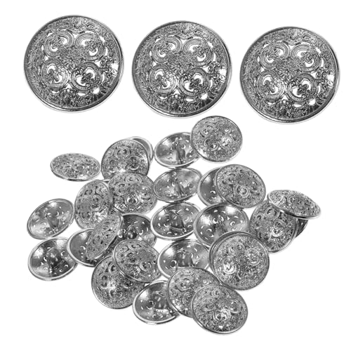 Gogogmee 30 Stück Metallknöpfe mit Hohldesign Robuste Ösenknöpfe für Mantel Blazer und DIY Kleidung Silberfarbene Modeknöpfe für Nähprojekte und Bekleidungsdekoration von Gogogmee