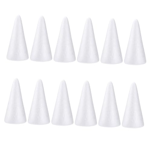 Gogogmee 30 Stück Weiße Schaumstoffkegel Leichte Polystyrol Basteln DIY Handwerksmaterial für Langlebig Glatte Oberfläche für Weihnachtsdeko und Kreativprojekte von Gogogmee
