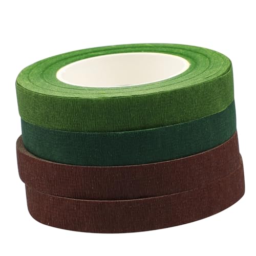 Gogogmee 4 Rollen Blumenklebeband Grün Floristenband Selbstklebend für Blumenstiele Bouquet Wickeln DIY Basteln und Getrocknete Blumen Floristik Zubehör von Gogogmee