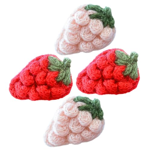 Gogogmee 4 Stück Stoff Erdbeer Applikationen für DIY Kleidung Haar Accessoires Bastel Dekorationen Kostüm Zubehör Rot von Gogogmee