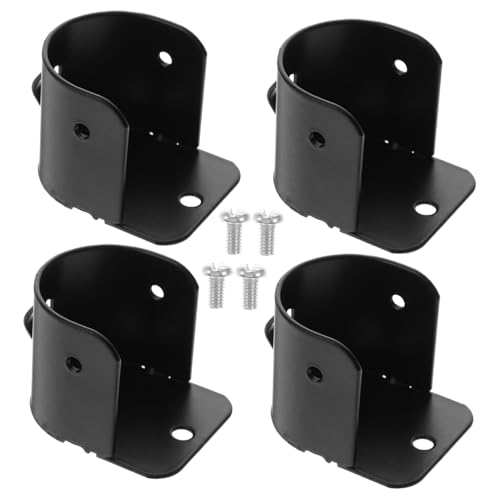 Gogogmee 4 Stück Teiliges Gardinenstangenhalter aus Robustem Seitenmontage mit Schraublöchern zur Stabilen Befestigung Klassisches Schwarzes Design Verstellbare Flanschhalterung für von Gogogmee