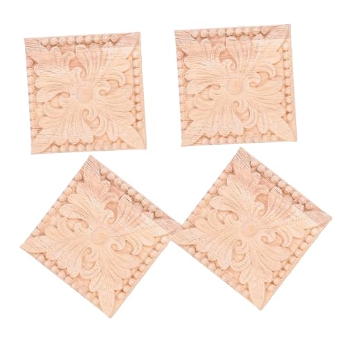 Gogogmee 4 Stück Teiliges Holzapplikationen Handgeschnitzte Eckige Holzverzierung aus Massivholz Einfache Montage Europäisches Design für Möbel Schränke Spiegel und Wohnraumdekoration von Gogogmee