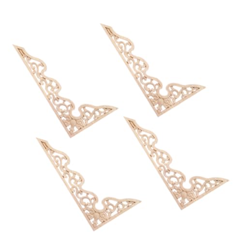 Gogogmee 4 Stück Unlackierte Holzapplikationen Geschnitzte Möbelornamente Eckverzierungen Vintage Stil DIY Lackierbar für Türen Schränke Betten Wanddekoration von Gogogmee