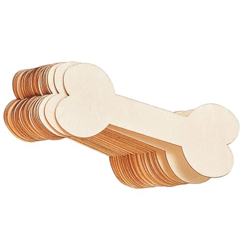 Gogogmee 40 Stück Teiliges Holz Dog Bone Form aus Naturbelassenem Leichtem Holz Glatt und Bruchfest für DIY Geschenkanhänger Graffiti Bastelprojekte und Wohnaccessoires von Gogogmee