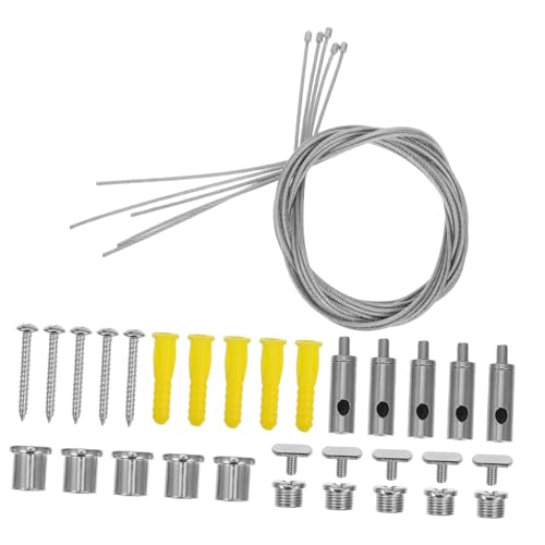 Gogogmee 5 Sätze Lampenaufhängung Kabelkit aus Metall Drahtseil für Deckenpendelleuchten Stabile Seilaufhängung Einbauset Inkl Zubehör für String Light Suspension Einfache Montage von Gogogmee