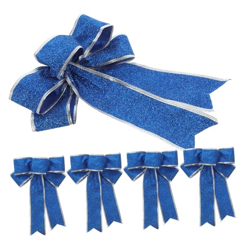 Gogogmee 5 Stück Teiliges Glitzernde Weihnachtschleifen aus Stoff Große Blaue Knotenbänder Vielseitiger Christbaumschmuck und Festliche Dekoration für Geschenke Türen Wände und Tische von Gogogmee