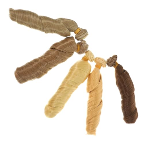 Gogogmee 5 Stück Teiliges Puppenperücken aus Hitzebeständigen Fasern Leichte Weiche Haarsträhnen zum Stylen mit Lockenstab Einfach zu Reinigen für DIY Puppenhaarverlängerungen und Handwerk von Gogogmee