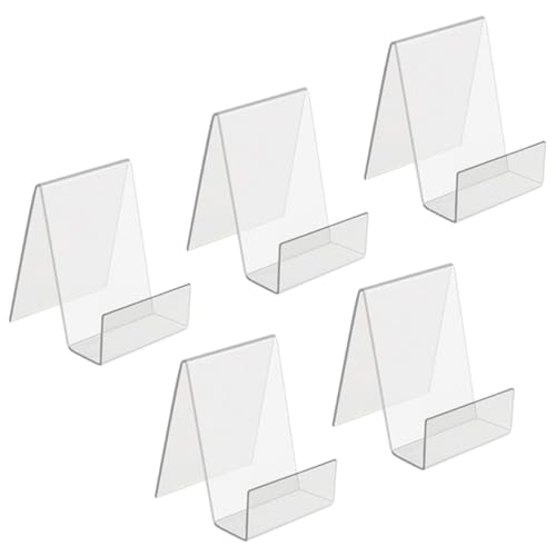 Gogogmee 5 Stück Transparente Acryl Buchstützen Teiliges Robuste Buchhalter für Regale und Wohnzimmer zur Organisation von Büchern Zeitschriften und von Gogogmee