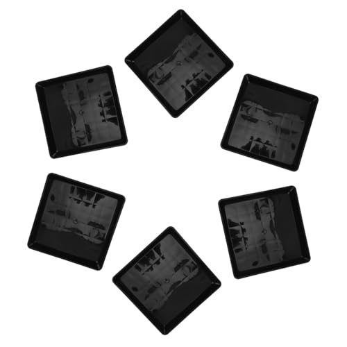 Gogogmee 6 Stück Teiliges Pflanzentopf Untersetzer Quadratisch aus Kunststoff Integrierte Wasserschale Überlaufschutz Leichter Pflanzenteller für Bonsai und Blumentöpfe Schwarzer von Gogogmee