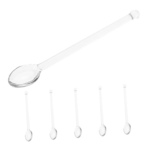 Gogogmee 6 Stück Teiliges Transparente Glasrührlöffel aus Hitzebeständigem Vielseitige Cocktail und Teelöffel Kleine Espressolöffel für Kaffee Milch Desserts Langlebig für Zuhause oder von Gogogmee