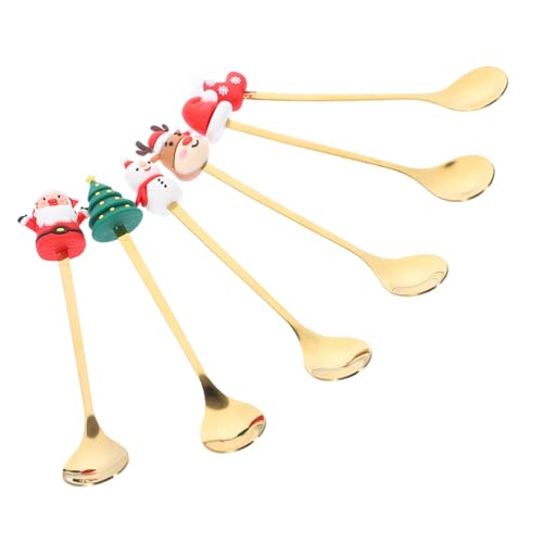 Gogogmee 6 Stück Teiliges Weihnachtslöffel mit Bunten Dessertlöffeln Glatten Rührlöffeln Komfortablem Griff Kreatives Design als für Kaffee und Dessertliebhaber Inklusive Geschenkbox von Gogogmee