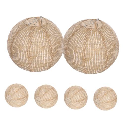 Gogogmee 6 Stück Vintage Leinen Lampions Runde Jute Hängelampen Vielseitige Party Geburtstagsdekoration Rustikale Stofflaternen für Hochzeit Kindergeburtstag Wohnraumgestaltung von Gogogmee