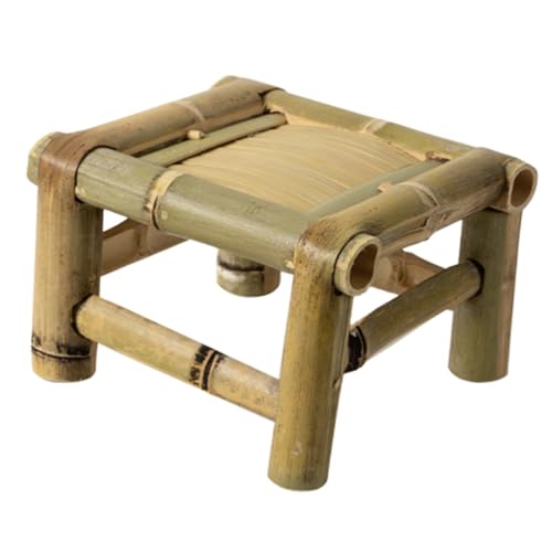 Gogogmee Bambushocker Retro Design Kleiner Stabiler Sitzhocker Natürlichem für Wohnzimmer Balkon und Garten Einfach zu Reinigen und Sicher von Gogogmee