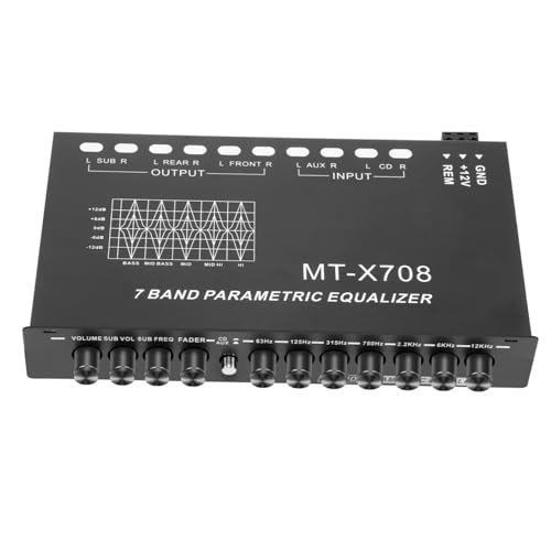 Gogogmee Band Auto Equalizer Metallgehäuse Einstellbarer Equalizer mit Präzisen Kanälen Kompakter Car Audio Eq für Verbesserte Klangqualität und Einfache Bedienung von Gogogmee