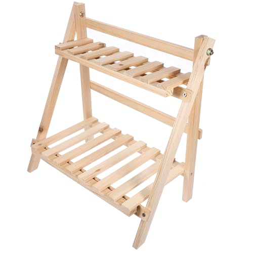 Gogogmee Doppelschichtiger Holz Pflanzenständer für Schreibtisch Trapezförmiges Aufbewahrungsregal Robustes und Handpoliertes Lagerregal für Blumentöpfe für Zuhause Büro und Cafés von Gogogmee