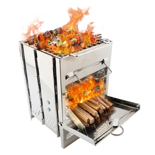 Gogogmee Edelstahl Quadratischer Holzofen Tragbarer Grill Klappbar für Outdoor Camping Bbq Hohe Temperaturbeständigkeit und Langlebig für Fleisch Gemüse Meeresfrüchte Gogogmee Edelstahl Quadratischer Holzofen Tragbarer Grill Klappbar für Outdoor Camping Bbq Hohe Temperaturbeständigkeit und Langlebig für Fleisch Gemüse Meeresfrüchte von Gogogmee