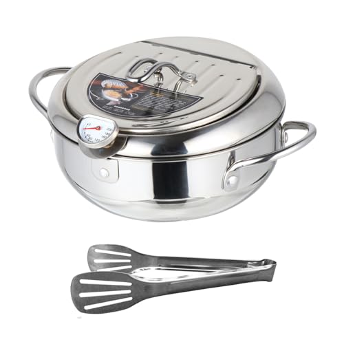 Gogogmee Einstellbarer Tempura Fritteuse mit Thermometer Tragbarer Temperaturkontrollierter Frittiertopf Geeignet für Gas und Induktionsherde Ölablagerost für Fettarmes Frittieren Gogogmee Einstellbarer Tempura Fritteuse mit Thermometer Tragbarer Temperaturkontrollierter Frittiertopf Geeignet für Gas und Induktionsherde Ölablagerost für Fettarmes Frittieren von Gogogmee