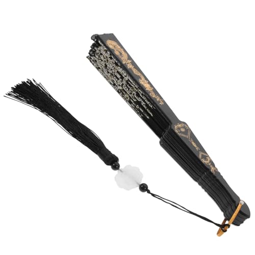 Gogogmee Faltbarer Handfächer für Damen mit Besticktem Blumenmuster Eleganter Fächer mit Goldener Prägung und Quaste Leichter Stabiler Sommerfächer für Tanz Dekoration und von Gogogmee