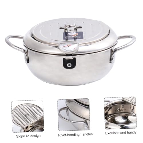 Gogogmee Frittiertopf mit Ölfilter und Thermometer Temperaturkontrollierter Haushalts Fritteuse für Induktionsherd und Gasherd Tiefer Topf für Gleichmäßiges Braten Einsetzbar von Gogogmee