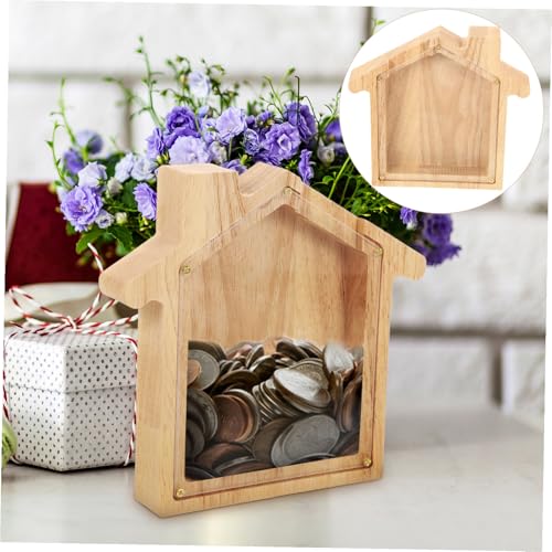 Gogogmee Holz Spardose Hausförmig Dekorative Sparbüchse aus Holz mit Transparenter Front für Jugendliche und Erwachsene zur Geldaufbewahrung und Sparförderung Gogogmee Holz Spardose Hausförmig Dekorative Sparbüchse aus Holz mit Transparenter Front für Jugendliche und Erwachsene zur Geldaufbewahrung und Sparförderung von Gogogmee