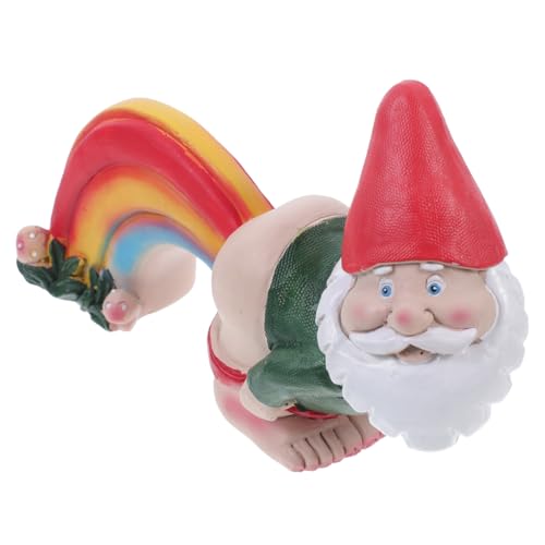 Gogogmee Lustiger Gartenzwerg Statue Wetterfest Robust Leichte Gartendeko für Garten Blumenbeet Außenbereich Natürlicher Look Langlebig von Gogogmee