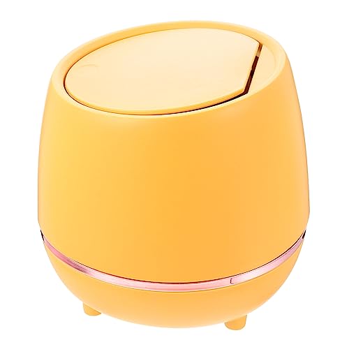 Gogogmee Praktischer Desktop Mülleimer mit Klappdeckel Mini Abfallbehälter für Haushalt und Büro Design für Schlafzimmer und Tägliche Nutzung Gelb von Gogogmee