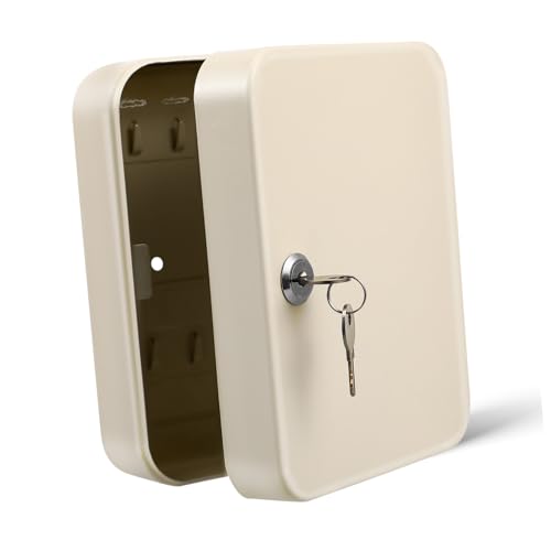 Gogogmee Schlüsselschrank aus Robustem mit Haken Wandmontierter Schlüsselhalter mit Sicherem Schloss Platzsparende Schlüsselaufbewahrungsbox für Zuhause Büro und Vermietung Langlebiger von Gogogmee