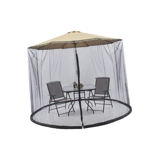 Gogogmee Schwarz Sonnenschirm mit Moskitonetz und Reißverschluss Faltbare Terrassen-abdeckung mit Insektenschutz Uv-schutz Einfach zu Montieren für Garten Balkon und Outdoor-einsatz von Gogogmee