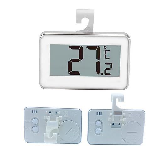 Gogogmee Wasserdichtes LCD Thermometer für Kühlschrank und Gefriertruhe Hochpräzise Temperaturanzeige Stabiles Elektronisches Kühlgerätethermometer mit Praktischem Haken zur Einfachen von Gogogmee