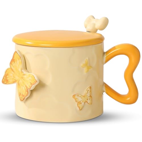 Gohytal 350 ml Grüner Kaffeebecher aus Porzellan,Süßes Geschenk für Frauen zum Geburtstag, Keramik Tasse für Yoga-Fans, Tasse für Tee und Kaffee, Frühlingsdesign, Ideal für Mädchen, Mama oder Freundin von Gohytal