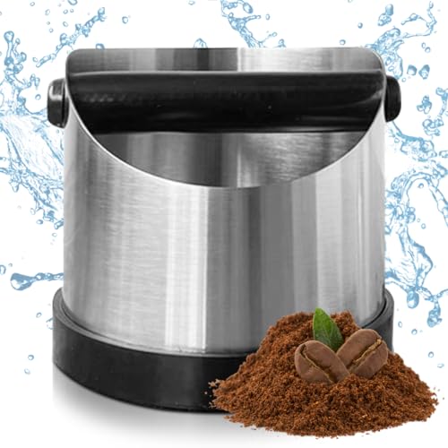 Gohytal Abklopfbehälter für Siebträger, Sporgo Knock Box, Edelstahl Kaffee Knock Box, Kaffee Klopfbox Barista Zubehör, Kaffeesatz Abschlagbehälter, Abschlagbox für Siebträgermaschine Zubehör von Gohytal