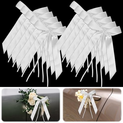 Gohytal Autoschleifen Hochzeit, Hochzeitsschleifen Auto Antennenschleifen Deko Hochzeit Schleifen für Auto Tisch Hochzeitsschleifen für Tisch Party Geburtstag Hochzeitsdeko Handgemacht,100 Stück von Gohytal