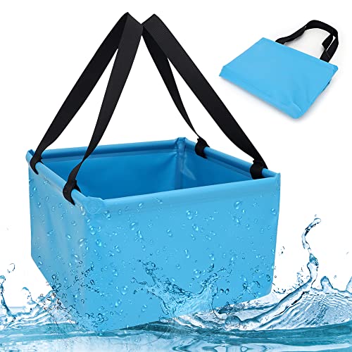 Gohytal Camping Faltschüssel, 15L Outdoor Falteimer Faltbare Camping Waschschüssel mit PVC Als Camping Spülschüssel, Spülwanne oder als Faltbarer Eimer Geeignet zum Geschirr spülen, Angeln, Kühlen von Gohytal