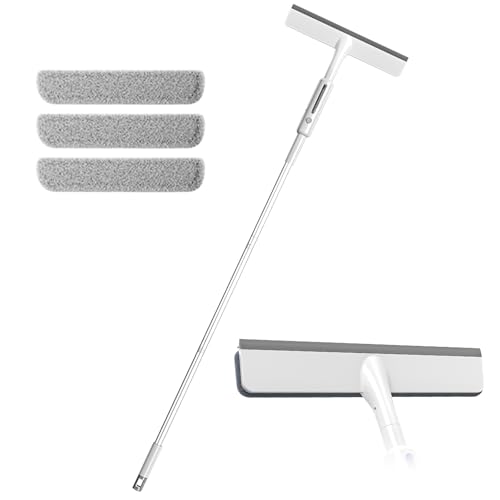 Gohytal Fensterwischer Window und Frame, Doppelseitiges Sprüh Fensterabzieher, 3 in 1 Fensterputzer Fensterwischer Verstellbarer mit 3 Mikrofasertuch für Dusche, Hohe Innen und Außenfenster von Gohytal