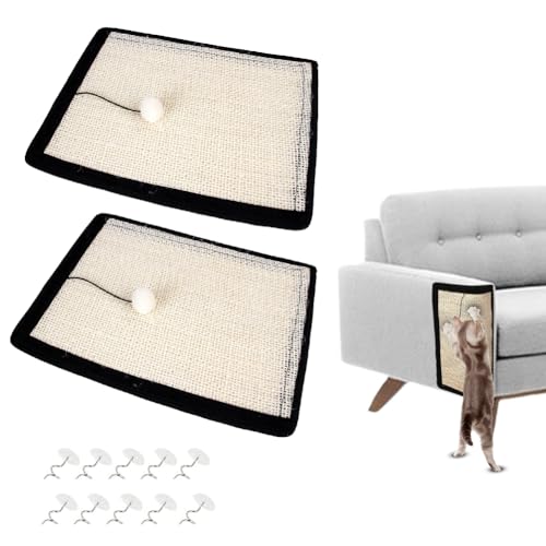 Gohytal Kratzmatte Katze, 2 Stück Sisal Kratzbrett,Kratzpappe für Katzen,Natürliche Katzenkratzbretter Sisal Kratzteppich 40x50cm, Teppich Katzen Kratzbrett Wand,Couch Katzenkratzmatte für Sofa Möbel von Gohytal