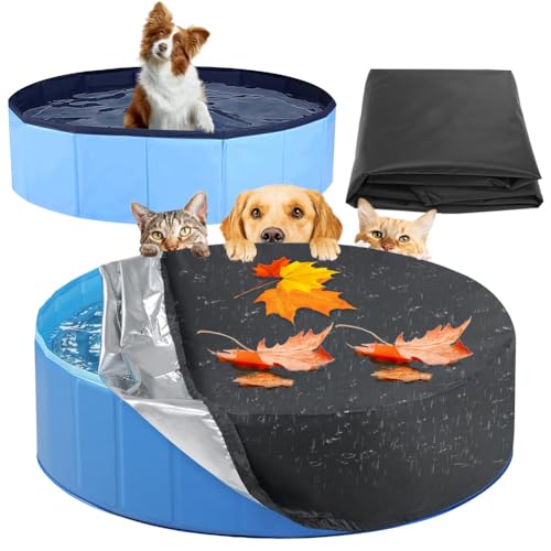 Gohytal Rund Poolabdeckung, 160 x 30cm Runde Pool Abdeckung, äbdeckung für Hundepools, Runde Schwimmbad Abdeckung Poolabdeckung für Pools, Wasserdicht Oxford Tuch poolabdeckung für Hund Kinderpool von Gohytal