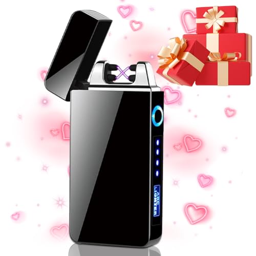 Gohytal USB Elektronische Feuerzeug für Valentinstag Jubiläum Geschenke, Lichtbogen Feuerzeug Touchscreen Elektro Feuerzeug LED Dual Lichtbogen ARC Feuerzeug Winddichte, Geschenk für Mann Männer Papa von Gohytal