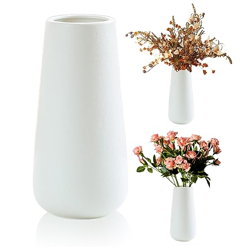 Gohytal, Vase Weiß 20 cm Hoch, Vase für Pampasgras, Trockenblumen, Frische Blumen, Deko für Weihnachten/Wohnzimmer/Schlafzimmer/Tisch/Büro/Esstisch, Boho Nordic Stil Blumenvasen von Gohytal