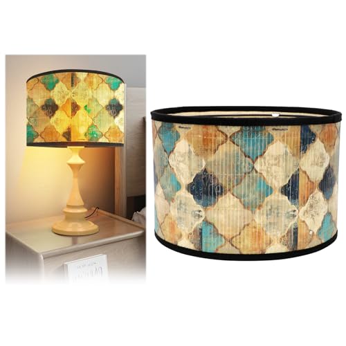 Lampenschirm für Stehlampe, Gohytal Rund Tischlampen Rustikale Lampenschirme für Tischlampen Retro Gewebter Moderne Vintage Lampenschirm Stehlampe Hängelampe boho für E27 von Gohytal