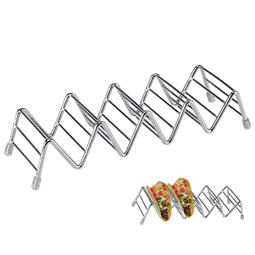 Goick Taco Halter Ständer, Wave Edelstahl Rostfrei Taco Gestell Halt Burrito Spülmaschinenfest Tortilla Ständer Küche Gadget Werkzeug für Tacos Sandwiches Würste Behalter(4-5 Slot Rack) von Goick