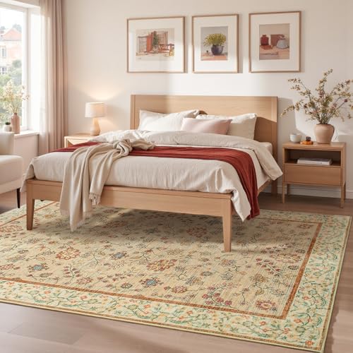 Goideal Wohnzimmerteppich mit Blumenmuster, waschbar, rutschfest, Boho-Niederflor-Teppich mit Gummi-Rückseite, für Schlafzimmer, Küche, Badezimmer, Spielzimmer, Eingangsbereich, Büro Goideal Wohnzimmerteppich mit Blumenmuster, waschbar, rutschfest, Boho-Niederflor-Teppich mit Gummi-Rückseite, für Schlafzimmer, Küche, Badezimmer, Spielzimmer, Eingangsbereich, Büro von Goideal